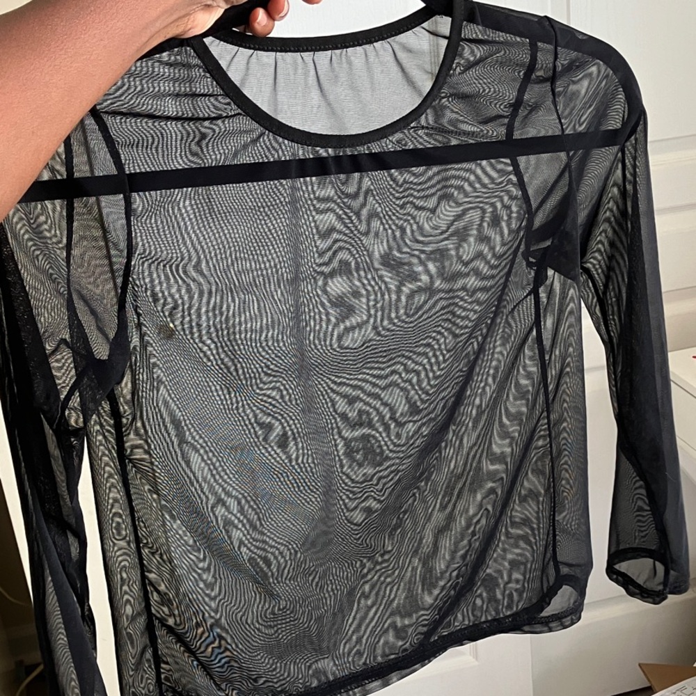 Sexy Black Sheer Mesh Top